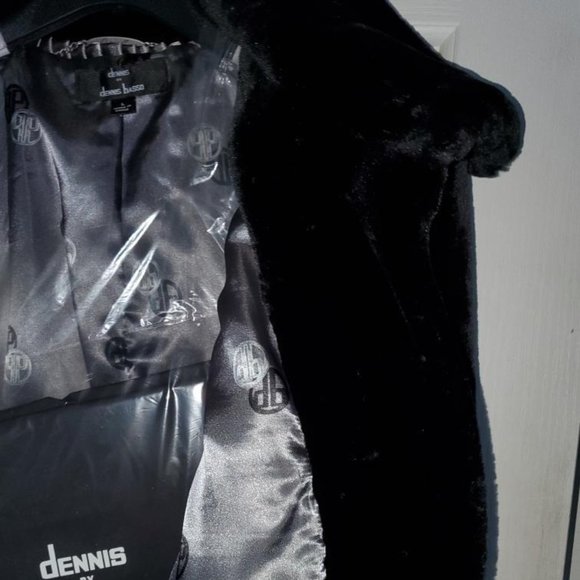 Dennis Basso Lg Blk Plush Faux Fur Jacket Elegant - Picture 5 of 12